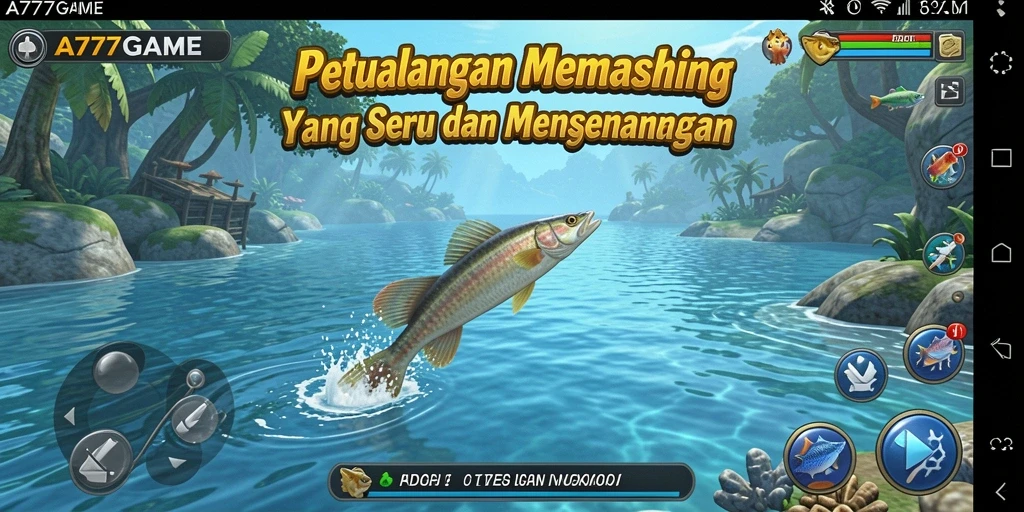 Tampilan gameplay A777GAME dengan aksi memancing yang seru.