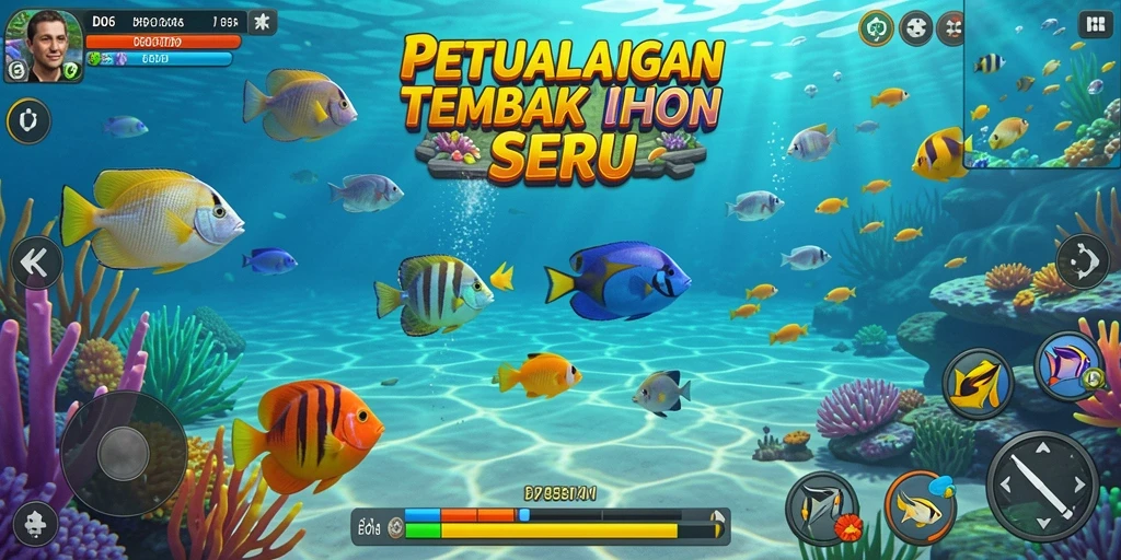 Screenshot D06 menampilkan pemain sedang menangkap ikan besar di laut.
