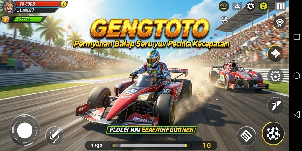 Gameplay GENGTOTO dari balapan seru dan menarik.