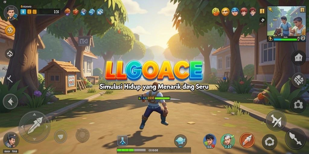 Tampilan gameplay LGOACE yang menampilkan simulasi kehidupan yang interaktif.