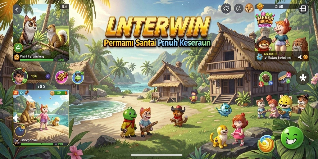 Screenshot gameplay LNTERWIN menampilkan momen seru dalam permainan santai.