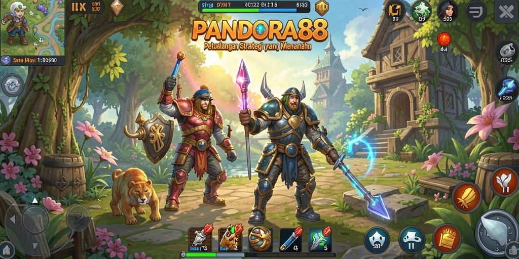 Screenshot gameplay PANDORA88 menampilkan aksi seru pertempuran strategi.