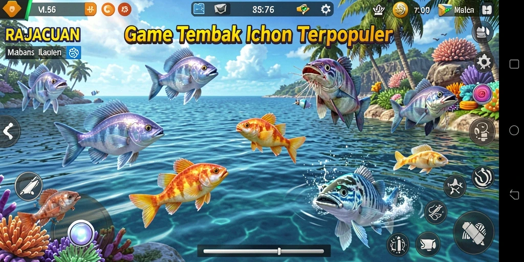 Gameplay seru dari RAJACUAN menembak ikan.