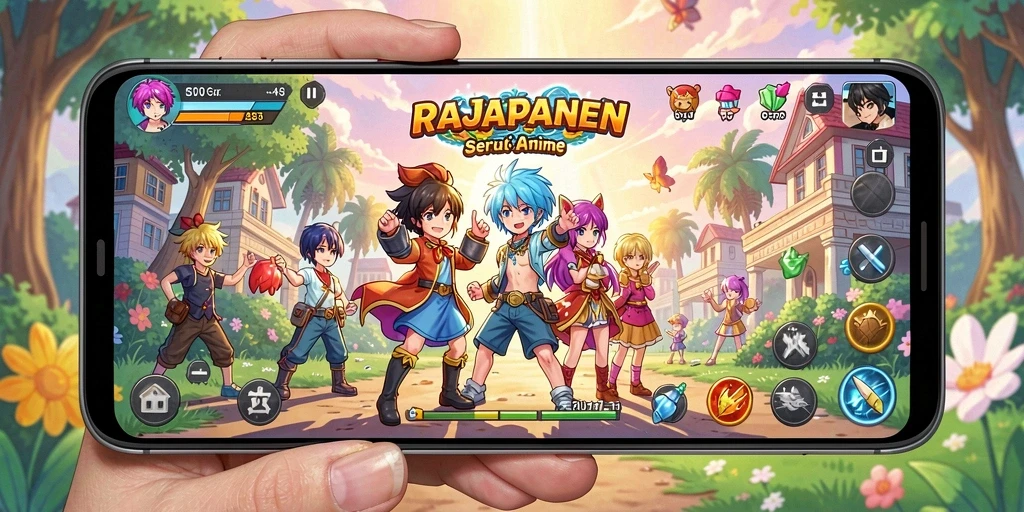 Tampilan gameplay RAJAPANEN yang penuh warna dan menarik.